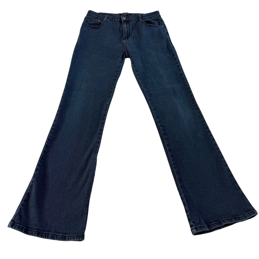 COSJEANS Flare Leg Denim Jeans‎ Womens 10 Blue Excellent Dark Wash Stretch Y2K